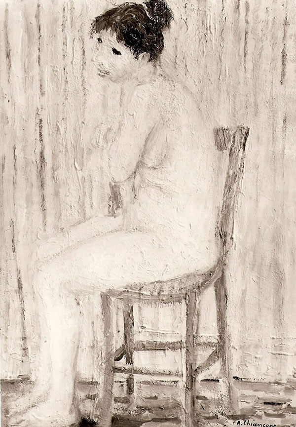 Nudo seduto, anni ’50, olio, ubicazione ignota